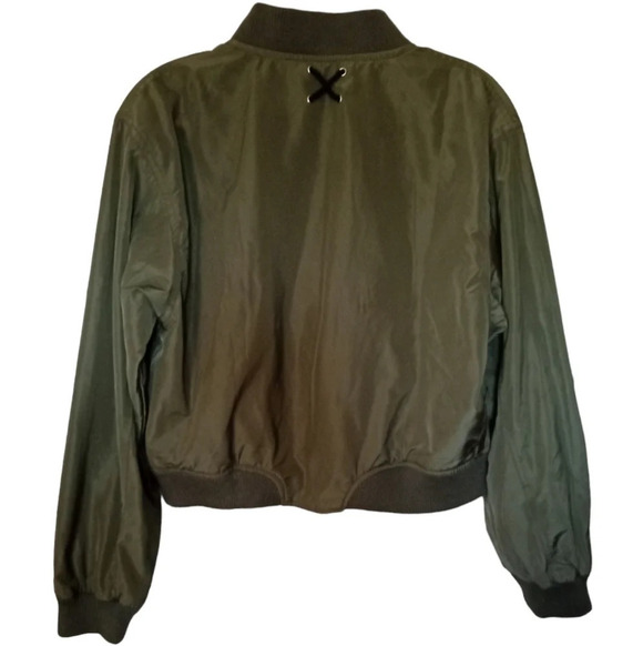 Jiffunny & Do Women's Military Green Bomber Style Zip Up Jacket Size Large - Picture 3 of 6